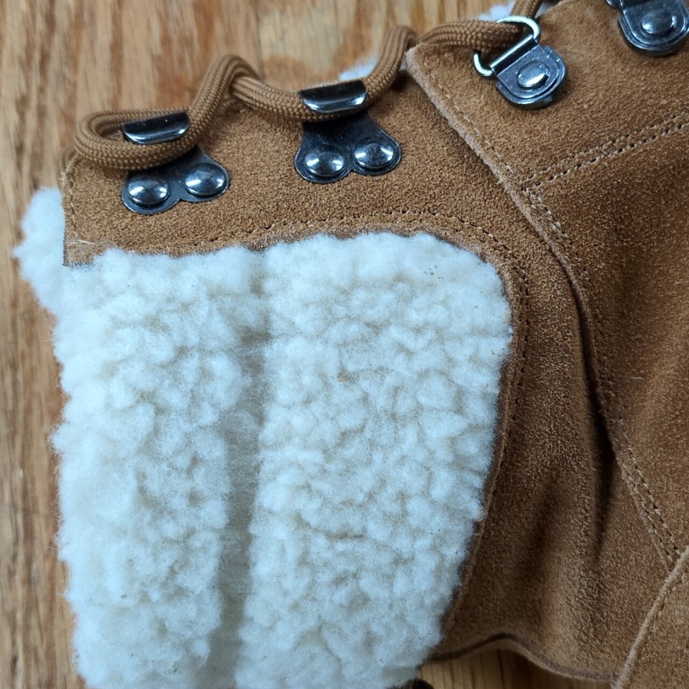 Marc Fisher Isalia Combat Boot Tan Suede with Faux Shearling Lining Size 8.5 - Picture 9 of 10